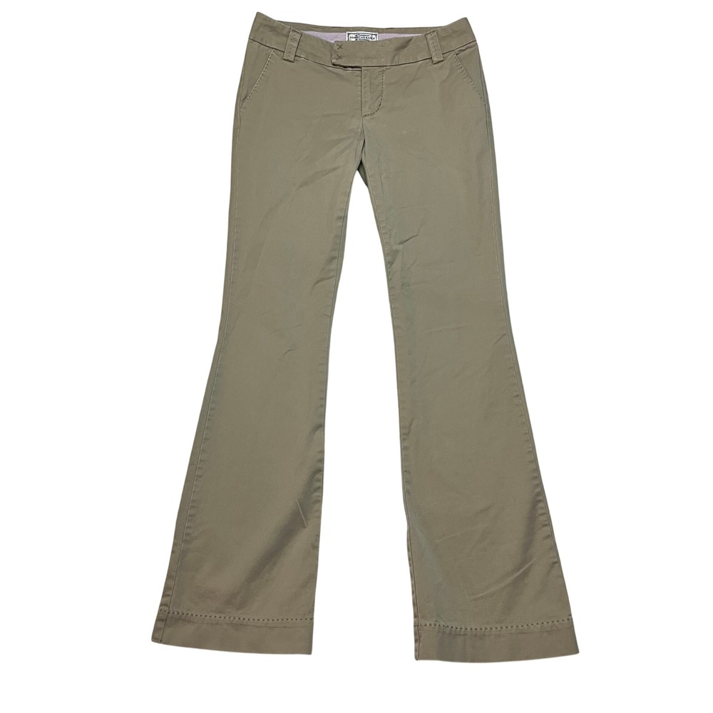 American Eagle Pants Womens 2 Khaki Chino Flare Low Rise Cotton Blend Trousers